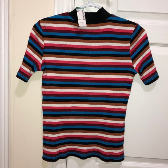 💕💈Multicoloured Striped Ribbed Tee💈💕 - Picture 2 of 3